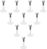 [Briana Williams] Lip Piercing Bioflex Flexible Labret Stud Tragus Helix Zirconia Piercing 1.2 mm Pack of 10