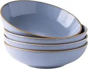GBHOME 8.75'' Large Ceramic Pasta Bowls, 40oz Stoneware Pasta Serving Bowls Set of 4 for Kitchen, Wide Bowls for Fruit,Pasta,Salad,Oatmeal,Meal, Microwave Safe, Reactive Glaze-Blue