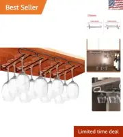 Compact Under Cabinet Wine Glass Holder - Set of 4, 10" Space-Saving Racks