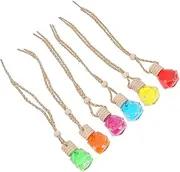 TOPPERFUN Car Hanging Glass 6pcs Car Perfume Bottle Vehicle Mini Perfume Bottle Essential Oil Bottle Air Diffuser for Essential Oils Perfume Pendant Essential Oil Diffusers Glass Hanging