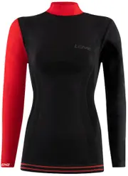 Lenz 6.0 Merino Turtle Neck Ladies Longsleeve Shirt, black-red, Size XS for Women Black Red
