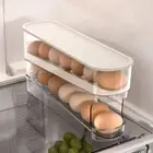 White Roll Off Egg Storage Rack Plastic Egg Storage Box Refrigerator
