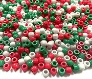 HAIKING Color Seed Beads, 1000 Pcs 8 mm Christmas Pony Beads for DIY Bracelets, Necklace, Hair Braids, Making Crafts (Red, White, Green)