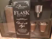 New 8oz. Flask Gift Set By Premium Quality Bronze