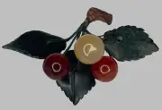 Alabaster Stone Tri-Color Cherries with Dark Jade Leaves