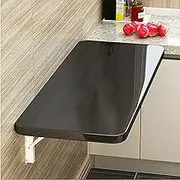 Floating Wall Mounted Drop Leaf Table Computer Desk Foldable Desk Workbench for Home Office Bedroom Kitchen Bar (Black 80x30)
