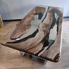 Clear Epoxy Table, Epoxy Resin Table, Epoxy Table, Custom Live Edge Table Top