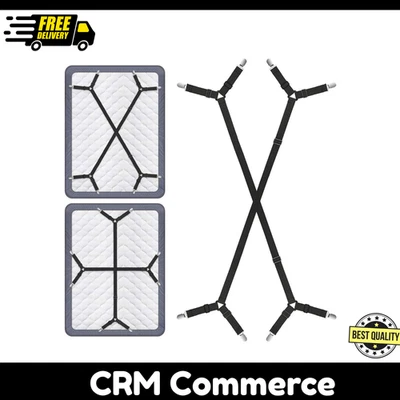 Bed Sheet Fasteners Adjustable Triangle Elastic Suspenders Gripper Holder Str...