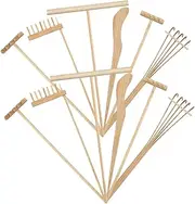 ifundom 12pcs Sand Rake Set Rakes Vacuum Mini Sensory Play Thatch Rake Broom Cleaners Artificial Grass Brush Garden Edging Cool Portable Garden Tools Garden Rake Sensory Bin Shovel Bamboo
