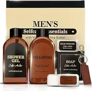 Self Care Gift Set for Men, Bath and Body Spa Gift Baskets for Men, Body & Earth Mens Cedar and Santal scented Bath Set, Father's Day Gifts