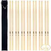 14 Packs 7pairs 5A Natural Drum Sticks,Wood Tip Drumsticks with Waterproof Ba...
