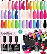 beetles Gel Polish 20 Colors Gel Nail Kit with 3Pcs Gel Base and Top Coat Glossy Matte Gel 18Pcs Gel Art Polish & 2Pcs White Black Liner Gel for Swirl Comic Book Pop Art Nails Glitter for Girls Women