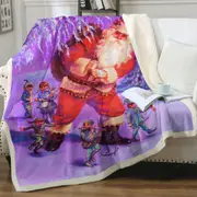 Vintage Christmas Painting Santa and Elves Throw Blanket