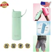 Luxury Stainless Steel Mint Gelato Water Bottle - Dishwasher Safe with Straw Lid