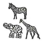 Set of 3 Black Cast Iron Safari Animal Kitchen Trivets Wall Hanging Art