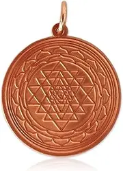 [TEMPELWELT] Jewellery Pendant Shri Yantra Copper Energising Medallion Medallion for Meditation Protection Symbol, Copper, No Gemstone