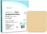 MedVance Foam Non-Bordered Non-Adhesive Wound Dressing, 6"X6", Box of 5