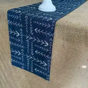 Navy Blue Table Runner Vine Home Decor Table Centerpiece Dining Table Linens