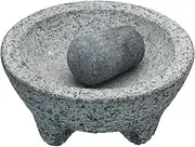 KitchenCraft World of Flavours Mexican Pestle and Mortar Set, Natural Granite, 20cm (8''), Grey