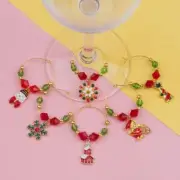 Set of 6 Christmas Winter Holiday Themed Wine Glass Enamel Charms Snowman Santa
