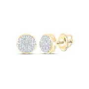 Macey Worldwide Jewelry 10K Yellow Gold Mens Diamond Circle Earrings 1/20 CT