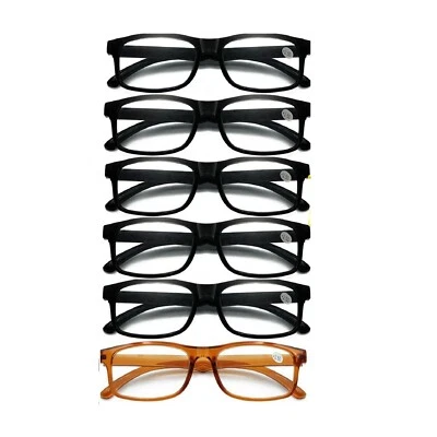 6 Pairs Mens Ladies Wayfarer Frame Magnifying Reading Glasses Nerd Spectac +1.5