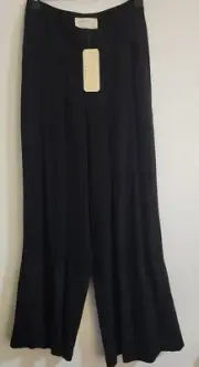 nicole miller artelier Pants New Size 2 Black High-Rise Wide Leg Embroidered