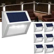6Pcs Solar Powered 3LED Fence Wall Light Step Path Decking Garden Lamp