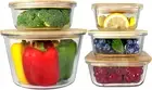 Glass Containers with Bamboo Lids for Food Storage and Meal Prep, Set of 5
