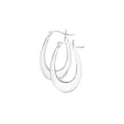 Silver Polished Oval Creole Earrings