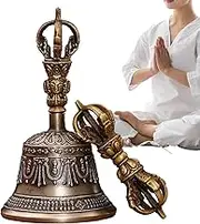 Meditation Bell,Handmade Buddhist Meditation Bell | Handmade Singing Bowl Dorje Vajra Buddhist Altar Dharma Object Handbells for Temple Christmas Wedding Kitchen