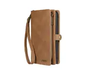 C02 Brown Lanyard Zipper Smartphone Leather Case Detachable Multilayer Card Wallet Phone Cover Holder Type for IPhone 13ProMax