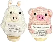 Emotional Support Crochet Gifts for Women - Mini Handmade Knitted Pink Pig and White Pig Inspirational Decorations, Adorable Handmade Ornaments for Home & Office, Ideal for Birthday, New Year's Eve