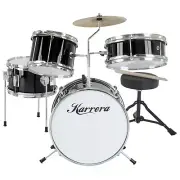 4 Piece Childrens Diamond Drum Kit Set Musical Instrument Kids Percussion Black