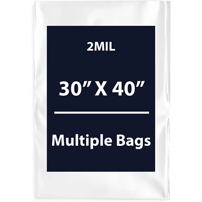 2Mil 30" X 40" | LDPE Clear Flat Poly Bags, Flexible & Durable | Multiple Bags