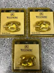 RARE! 3 WESTMORE Antique Style Victorian Window Sash Locks Ornate SHINY BRASS