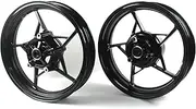 Gloss Black Front and Rear Wheel Rims Compatible with Kawasaki Ninja 400 Z400 EX400 2018-2024 ABS include, Motorcycle Replacement Accessories Parts