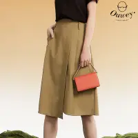 在飛比找Yahoo奇摩購物中心優惠-OUWEY歐薇 時髦設計款抓摺口袋膝下裙(卡其色；S-L)3