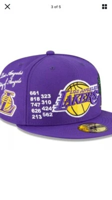 Lakers Fitted New Era Local Icon Area Code Hat Rare OG Limited multi logo 7 1/2
