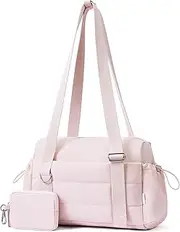 ROULENS Small Gym Bag for Women 2 Set Mini Gym Duffle Bag with Wet Compartment and Coin Wallet, Gym Tote Bag for Workout/Sport/Travel, Pink