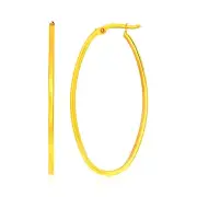 14k Yellow Gold Slim Oval Shape Hoop Earrings