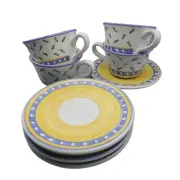 Williams-Sonoma Tournesol (Italy) set of 4 14 oz Large Cups mugs+ Saucers new