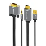 mbeat Tough Link 1.8m HDMI to VGA Cable with USB Power & 3.5mm Audio Up to 1080p@60Hz HDMI (Male)1; USB-A (Connect to Power)