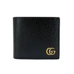 GUCCI GG MARMONT 金雙G牛皮對折短夾(428726-黑)