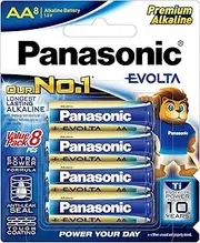 Panasonic Evolta AA Premium Alkaline Batteries, 8-Pack (LR6EG/8B)