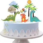 14pcs Personalised Happy Birthday Cake Topper Kit, Palm Tree, 3D Resin Balloon, Dinosaur Cake Decorations for Kids, Cake Toppers for Boys and Girls, Cupcake Decorations, Creative Party Supplies.