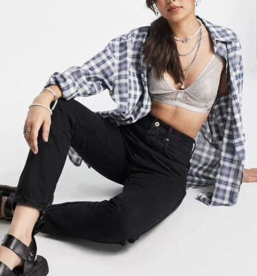 Free People Cotton Stovepipe Jeans Black color Out 28 women