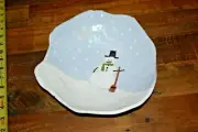 Handmade Snowman Serving Platter Bowl Ceramic One of a Kind Artist Signed 1997