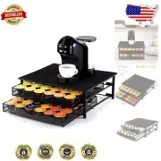 Non-Slip 2-Tier Coffee Capsule Drawer - 72 Pod Capacity Coffee Station Essential