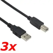 3 Pack - 3ft USB 2.0 A Male to USB B Male Printer Scanner Cable Cord for HP Dell